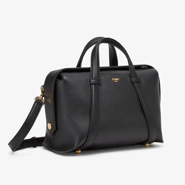Affordable Bag Medium Fendi In Boston Leather Grained 365 Black 0420 HOT SALE